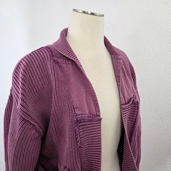 Free People Women's Worn Thru Surplus Cardigan sweater bubblegum pink size small - Picture 6 of 8